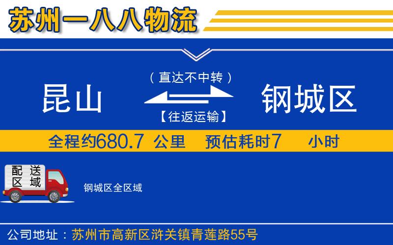 昆山到鋼城區(qū)物流公司